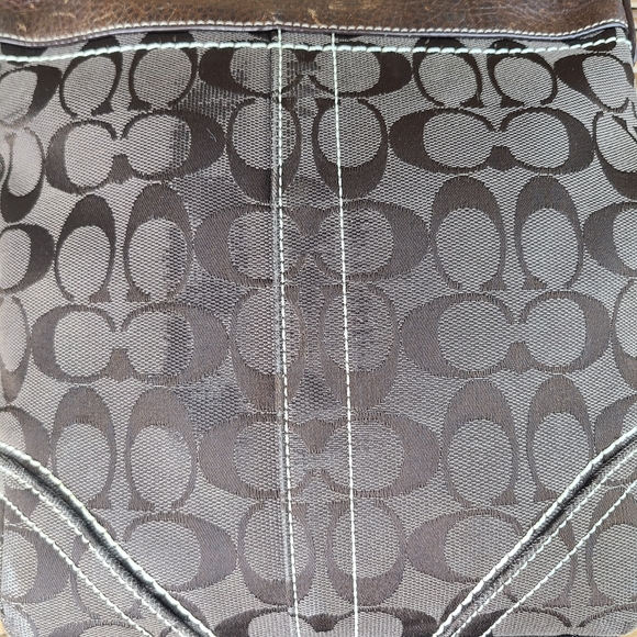 Coach 10402 Signature Jacquard Canvas Leather Brown Crossbody Shoulder Bag - Picture 5 of 16